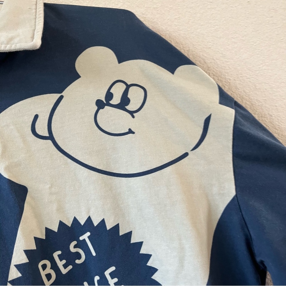 Lazy Oaf Blue and White Graphic Long Sleeve Shirt part button up - Picture 3 of 9